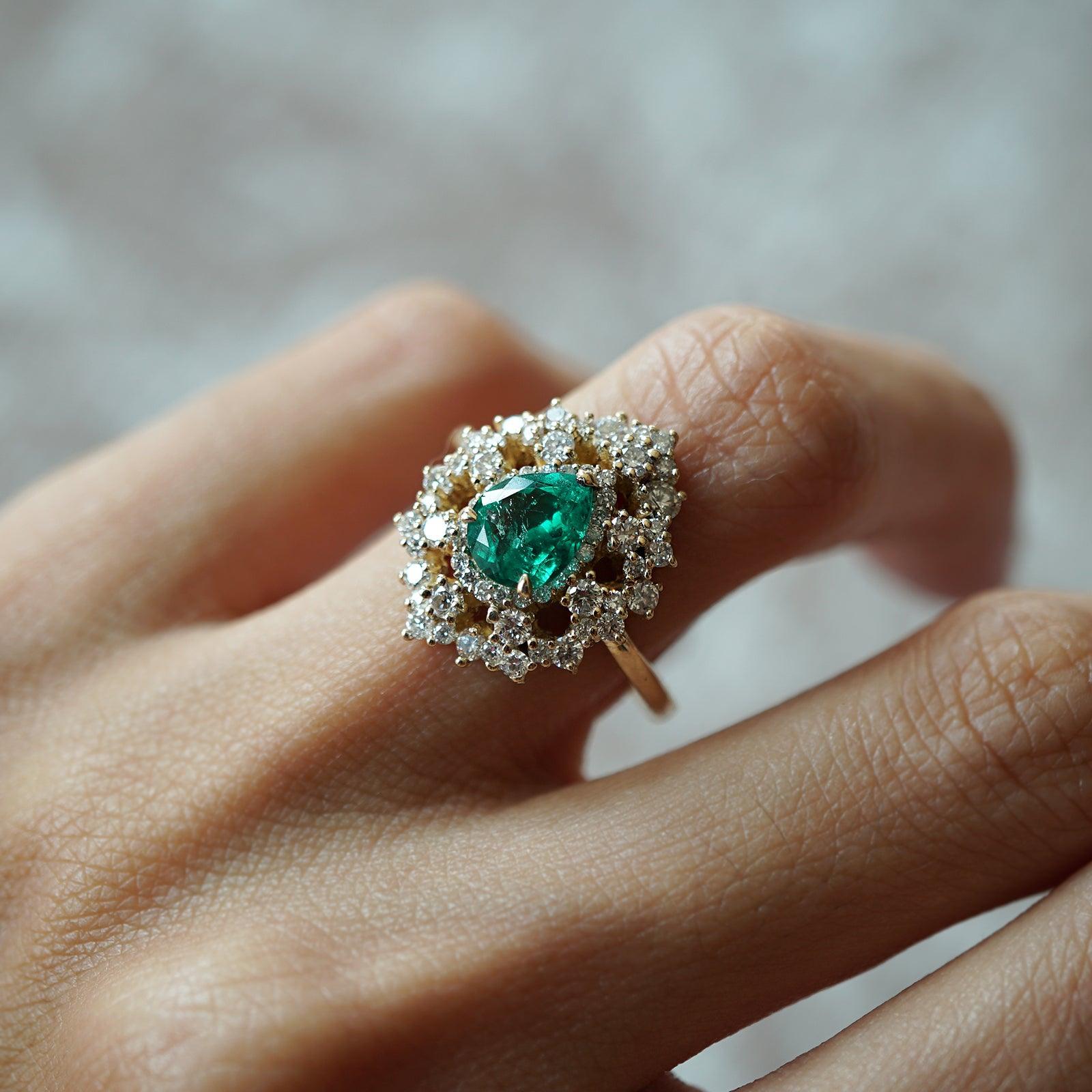 Forest Queen Emerald Diamond Ring in 14K and 18K Gold - Tippy Taste Jewelry