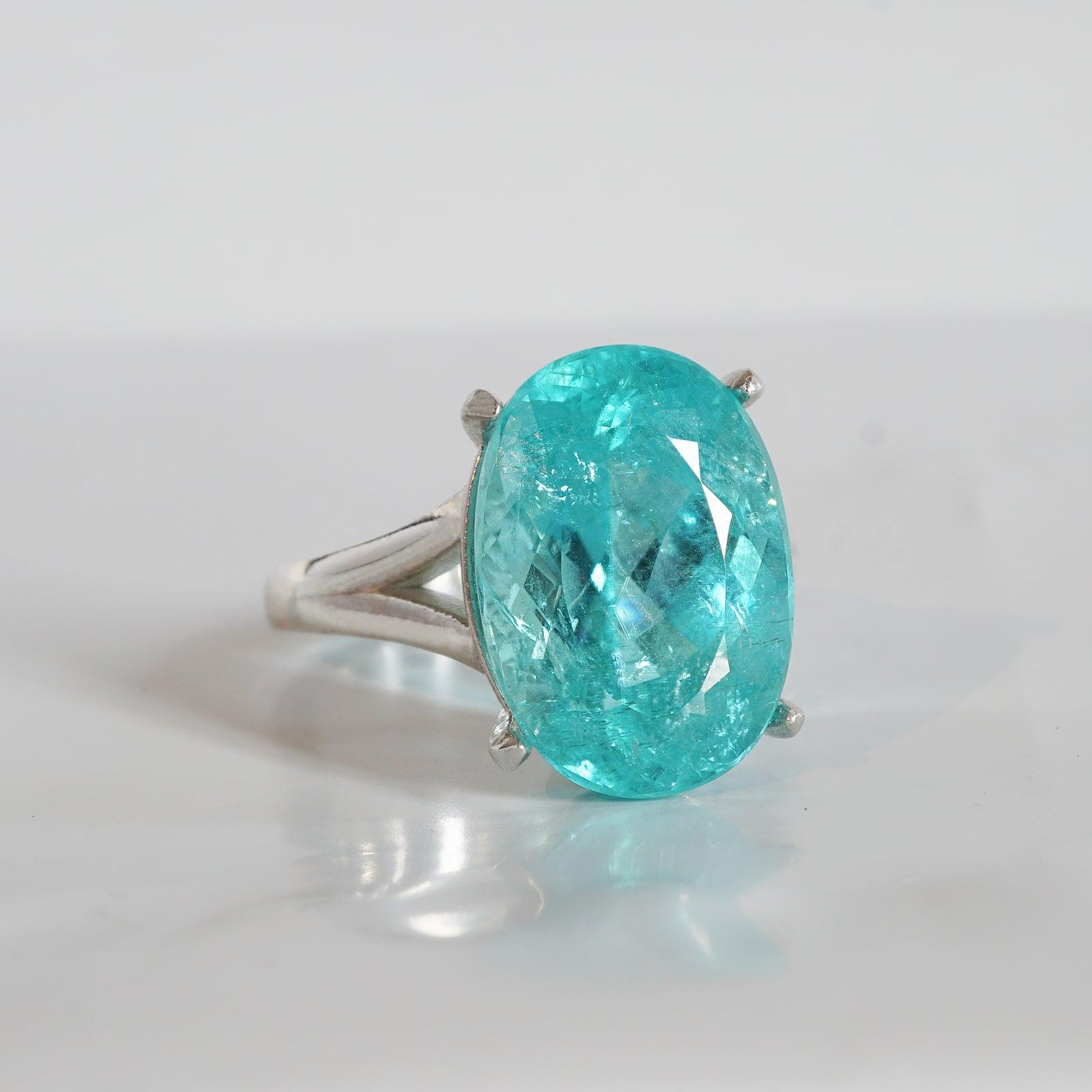 One Of A Kind: Oval Tourmaline Paraiba Ring, 8.92ct - Tippy Taste Jewelry