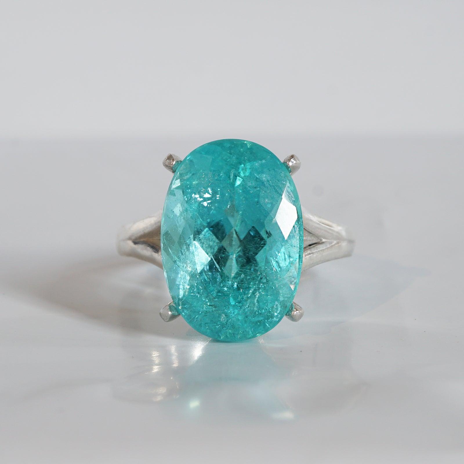 One Of A Kind: Oval Tourmaline Paraiba Ring, 8.92ct - Tippy Taste Jewelry