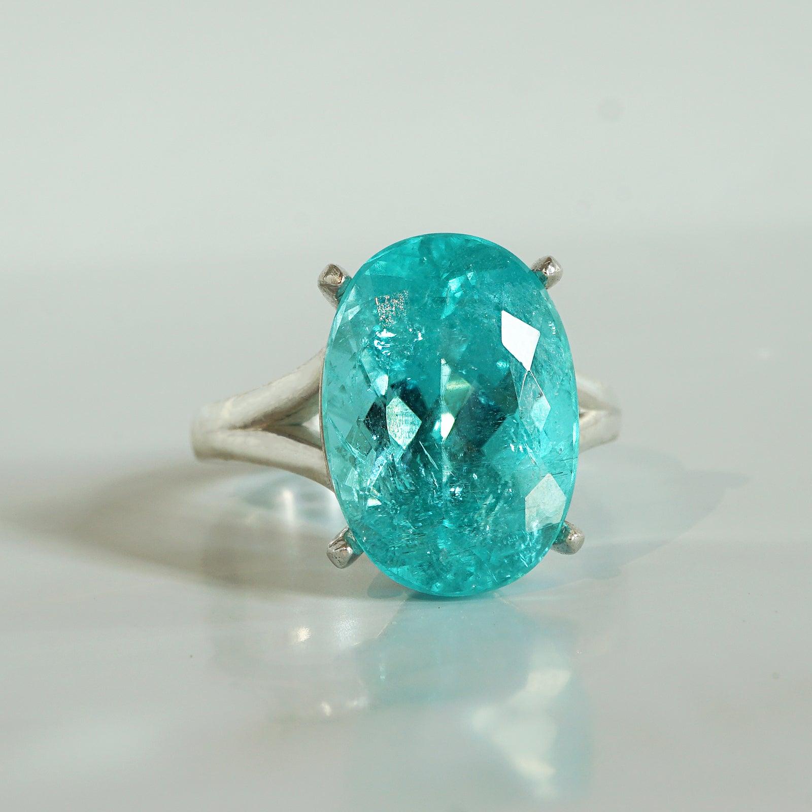 One Of A Kind: Oval Tourmaline Paraiba Ring, 8.92ct - Tippy Taste Jewelry