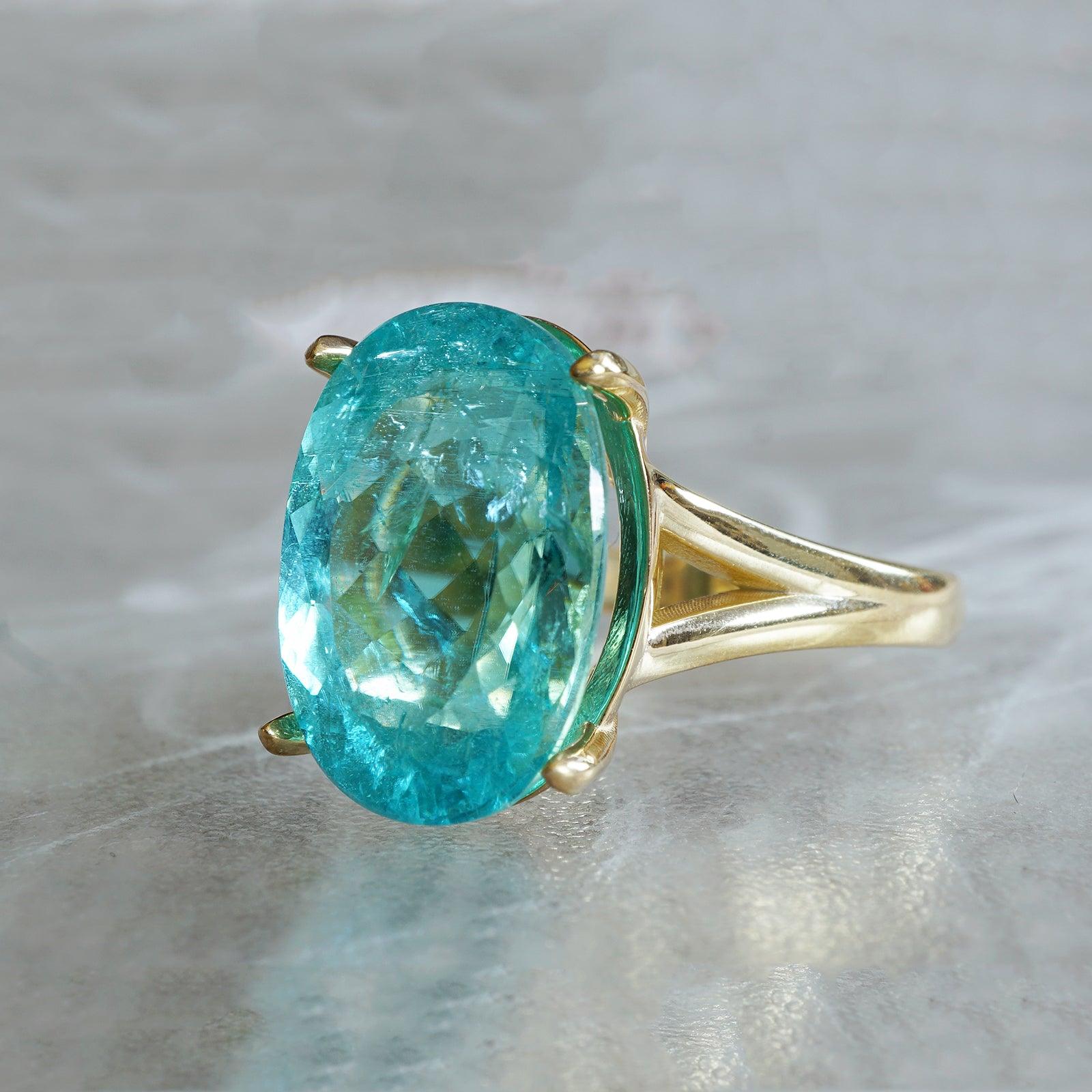 One Of A Kind: Oval Tourmaline Paraiba Ring, 8.92ct - Tippy Taste Jewelry