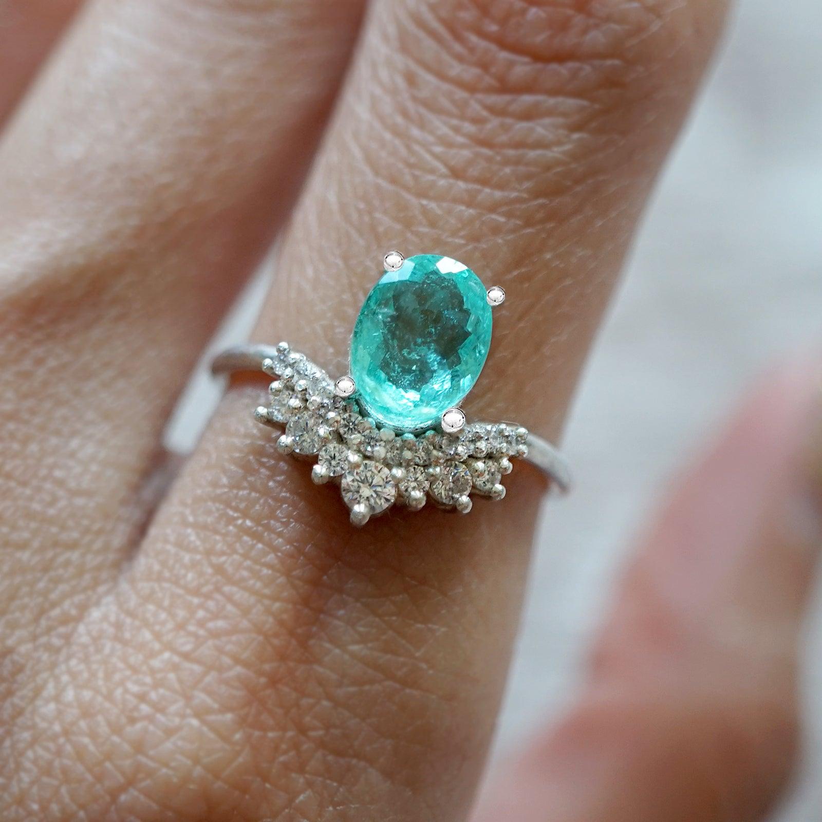 One Of A Kind: Arctic Paraiba Tourmaline Diamond Ring - Tippy Taste Jewelry