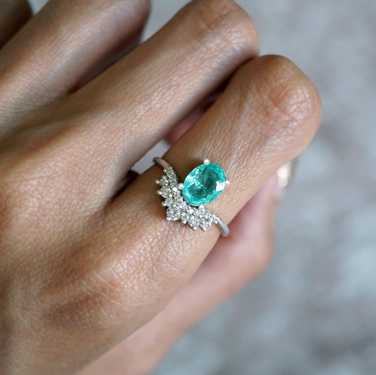 One Of A Kind: Arctic Paraiba Tourmaline Diamond Ring - Tippy Taste Jewelry