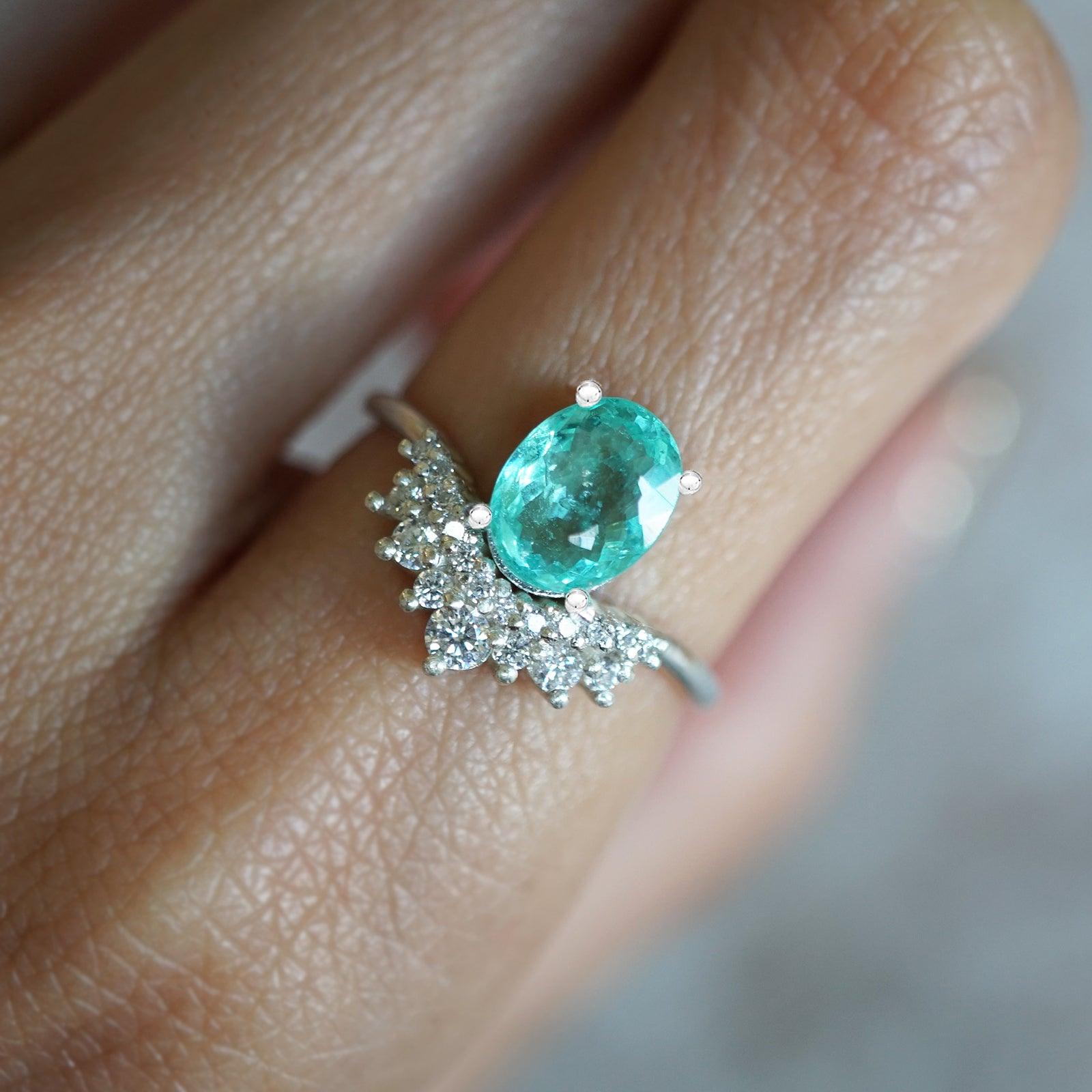 One Of A Kind: Arctic Paraiba Tourmaline Diamond Ring - Tippy Taste Jewelry