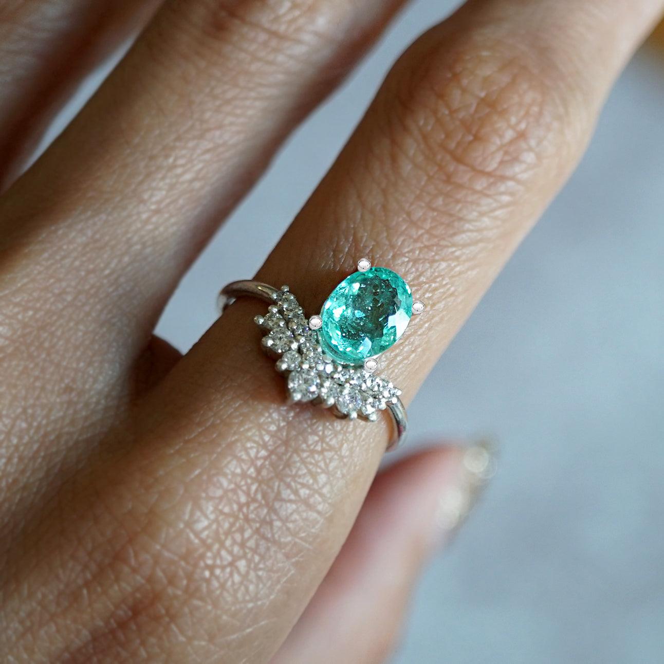 One Of A Kind: Arctic Paraiba Tourmaline Diamond Ring - Tippy Taste Jewelry