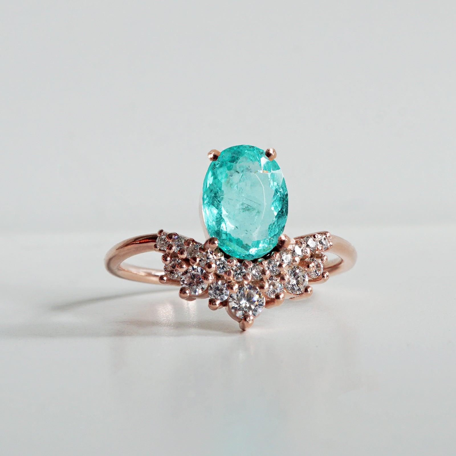 One Of A Kind: Arctic Paraiba Tourmaline Diamond Ring - Tippy Taste Jewelry