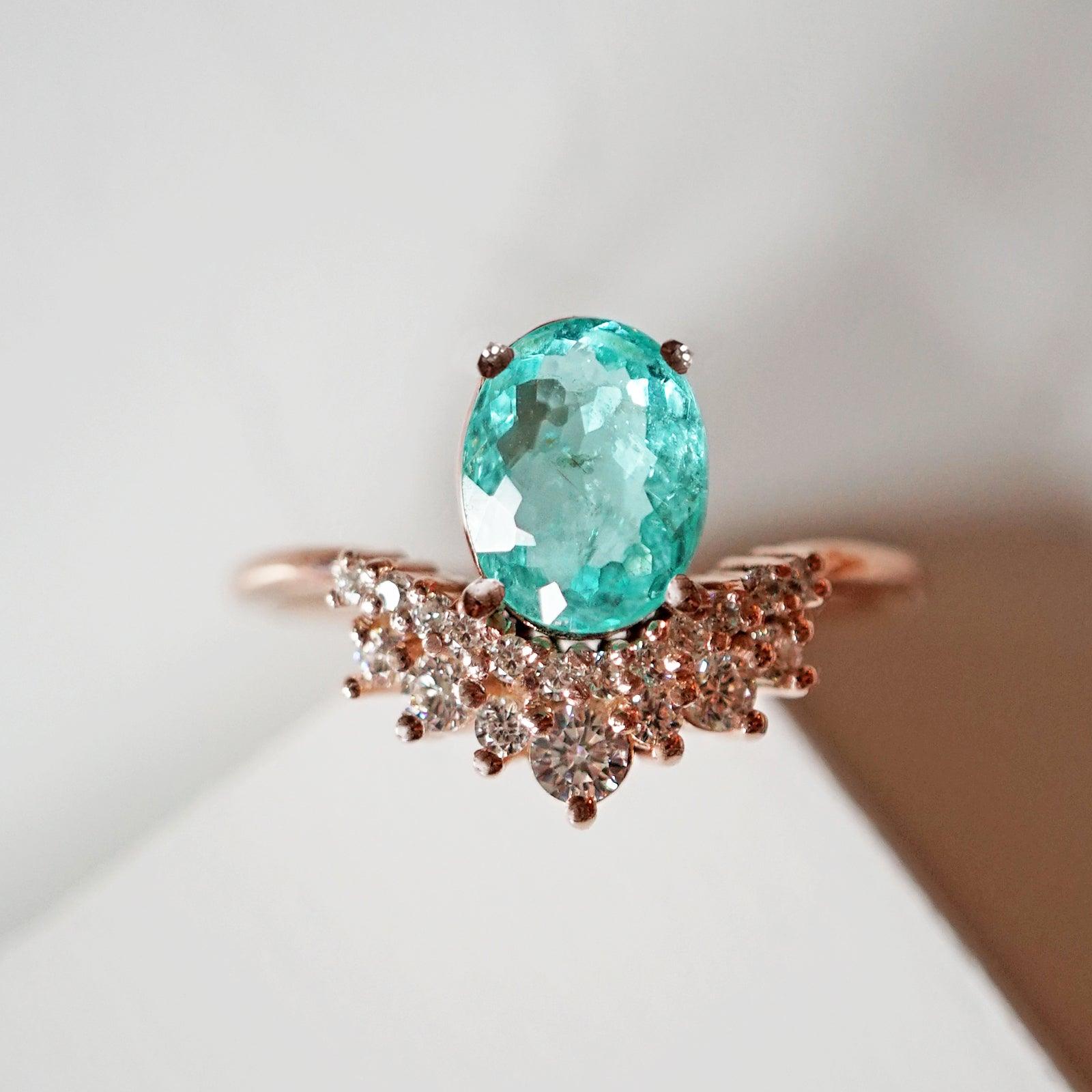 One Of A Kind: Arctic Paraiba Tourmaline Diamond Ring - Tippy Taste Jewelry