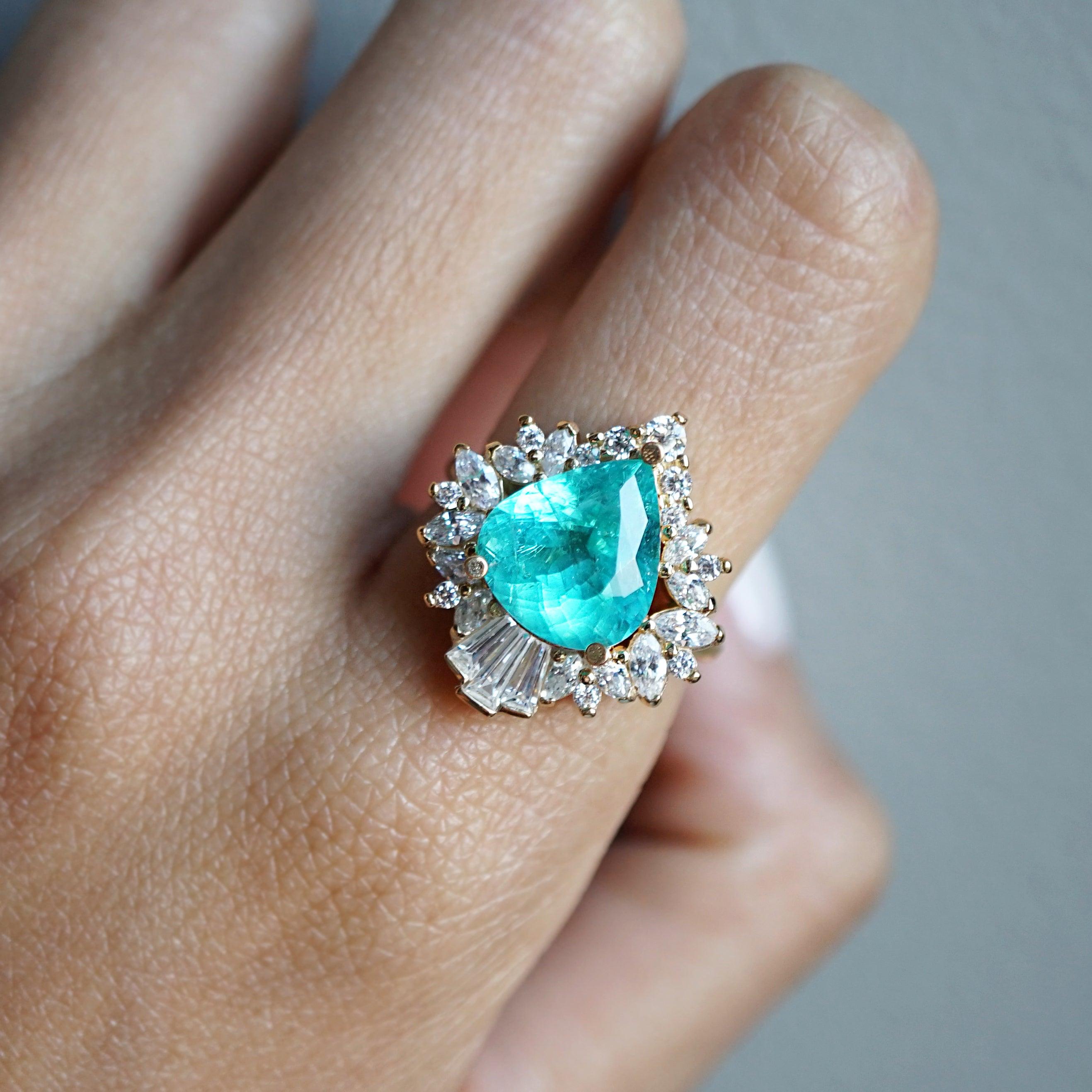 One Of A Kind: Hall Of Mirrors Tourmaline Paraiba Diamond Ring - Tippy Taste Jewelry