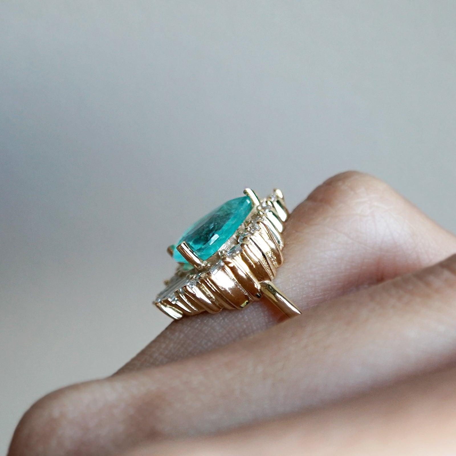 One Of A Kind: Hall Of Mirrors Tourmaline Paraiba Diamond Ring - Tippy Taste Jewelry