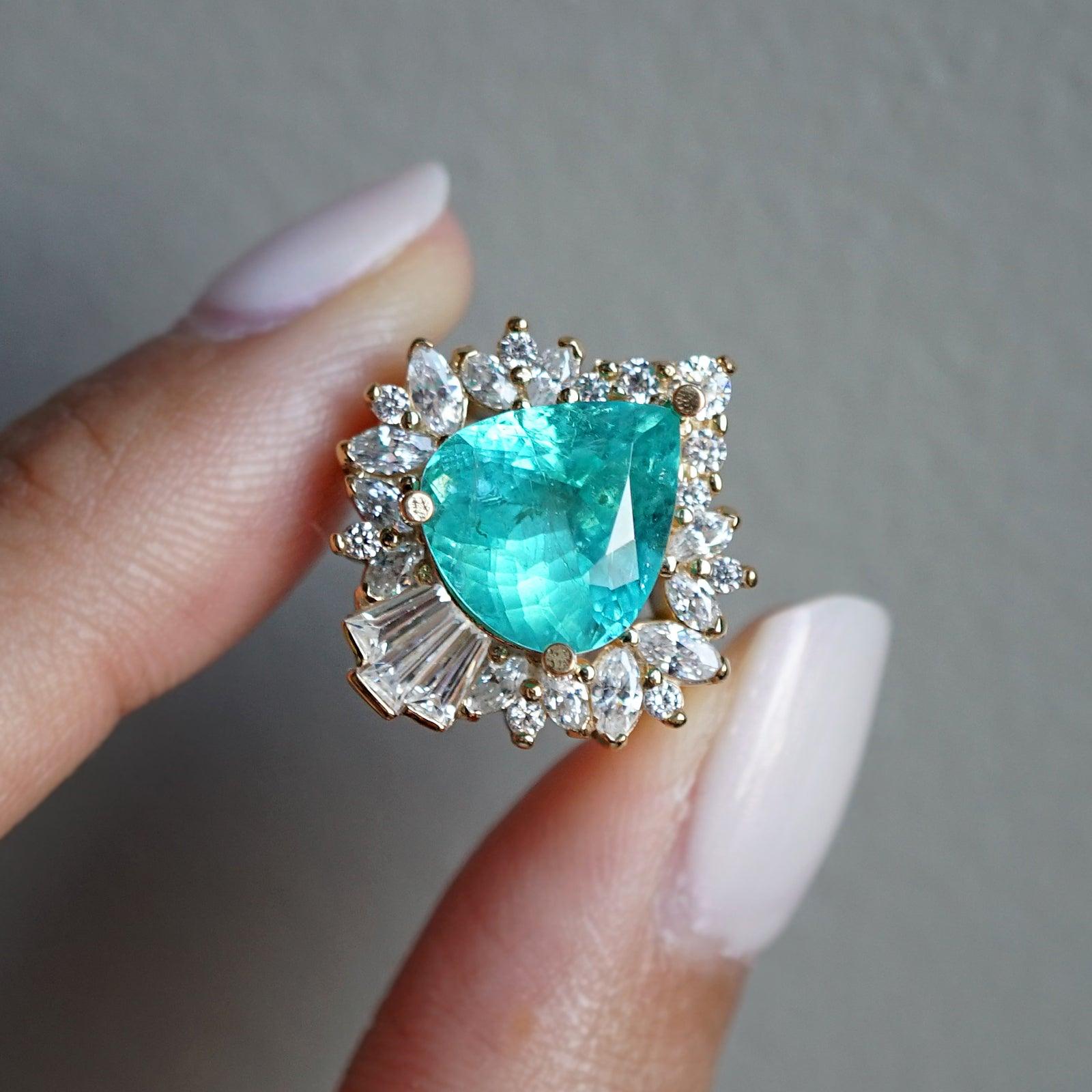 One Of A Kind: Hall Of Mirrors Tourmaline Paraiba Diamond Ring - Tippy Taste Jewelry