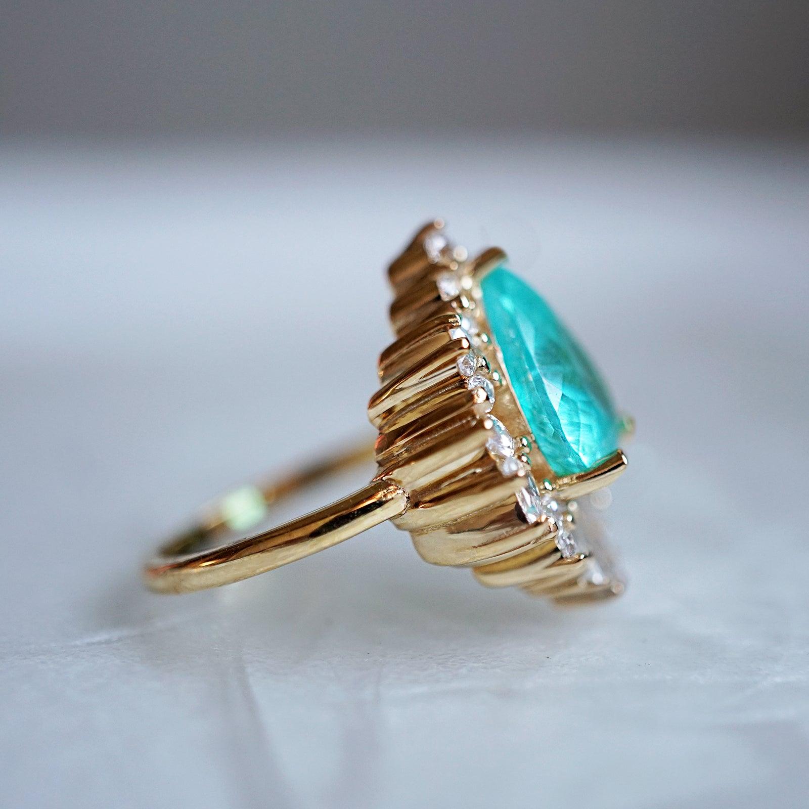 One Of A Kind: Hall Of Mirrors Tourmaline Paraiba Diamond Ring - Tippy Taste Jewelry