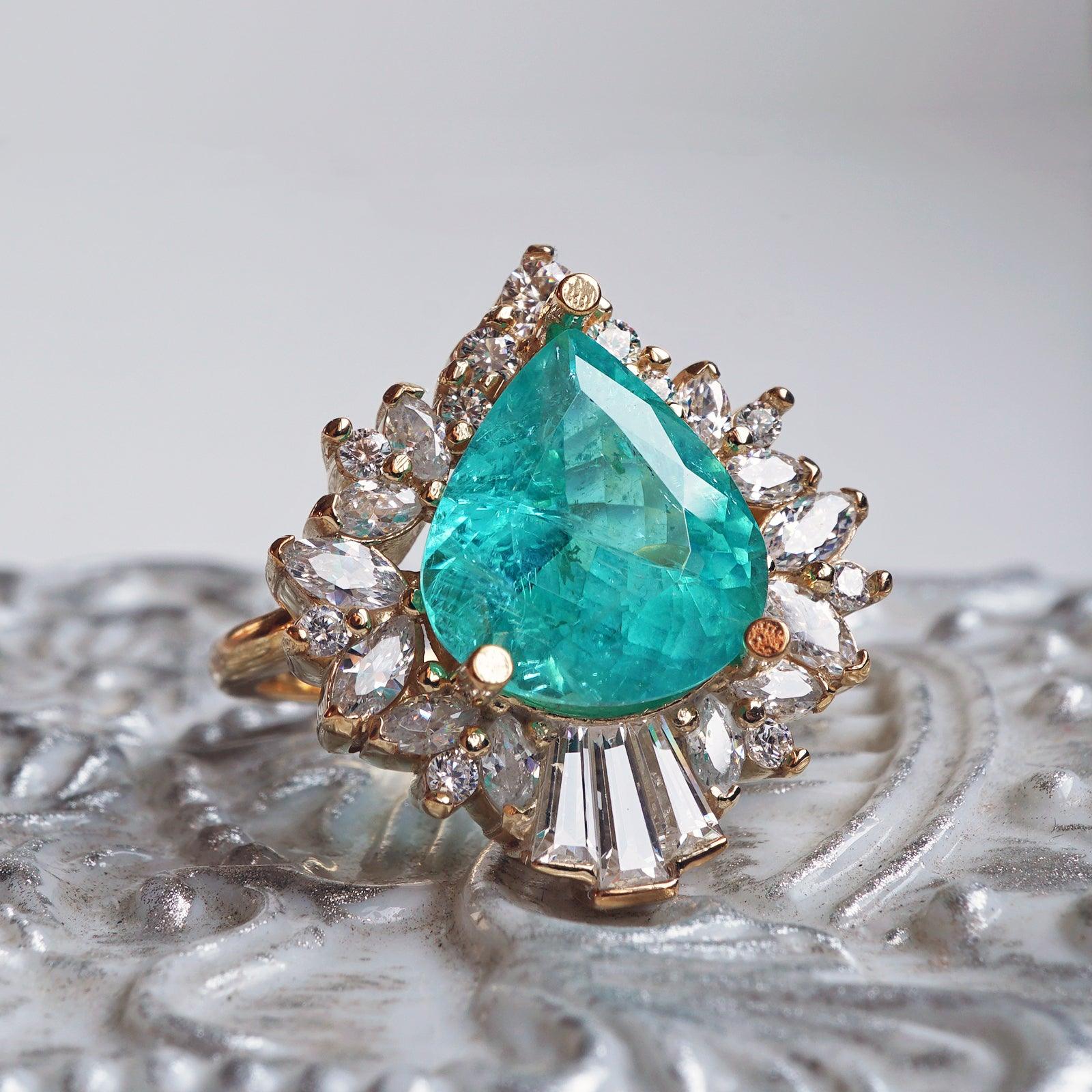 One Of A Kind: Hall Of Mirrors Tourmaline Paraiba Diamond Ring - Tippy Taste Jewelry