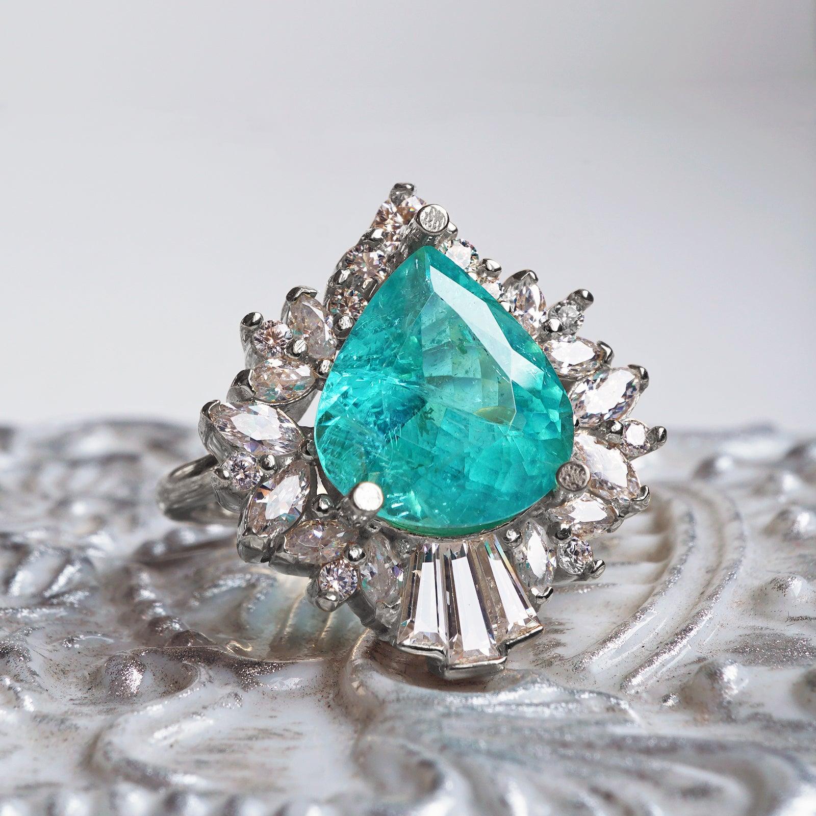 One Of A Kind: Hall Of Mirrors Tourmaline Paraiba Diamond Ring - Tippy Taste Jewelry