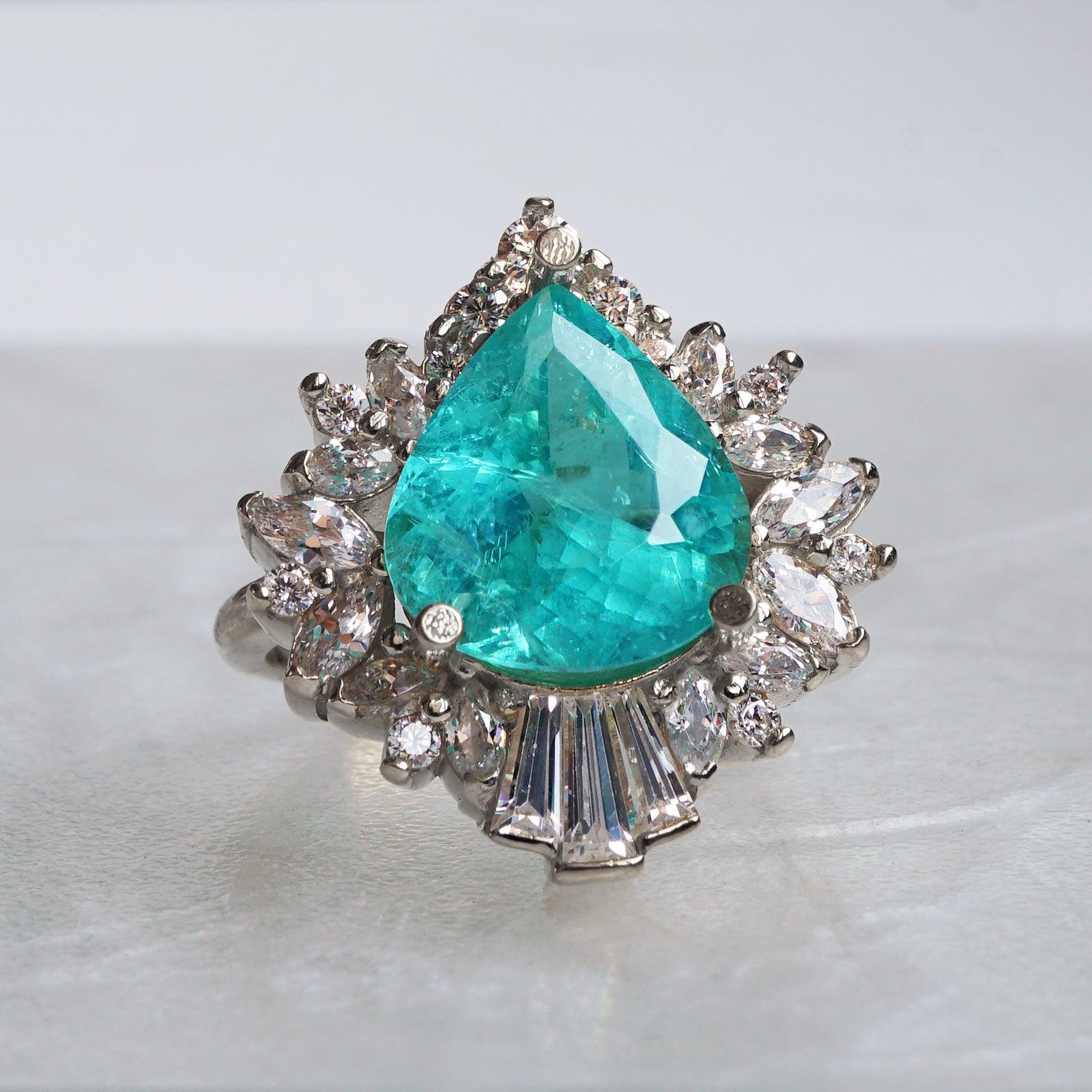 One Of A Kind: Hall Of Mirrors Tourmaline Paraiba Diamond Ring - Tippy Taste Jewelry