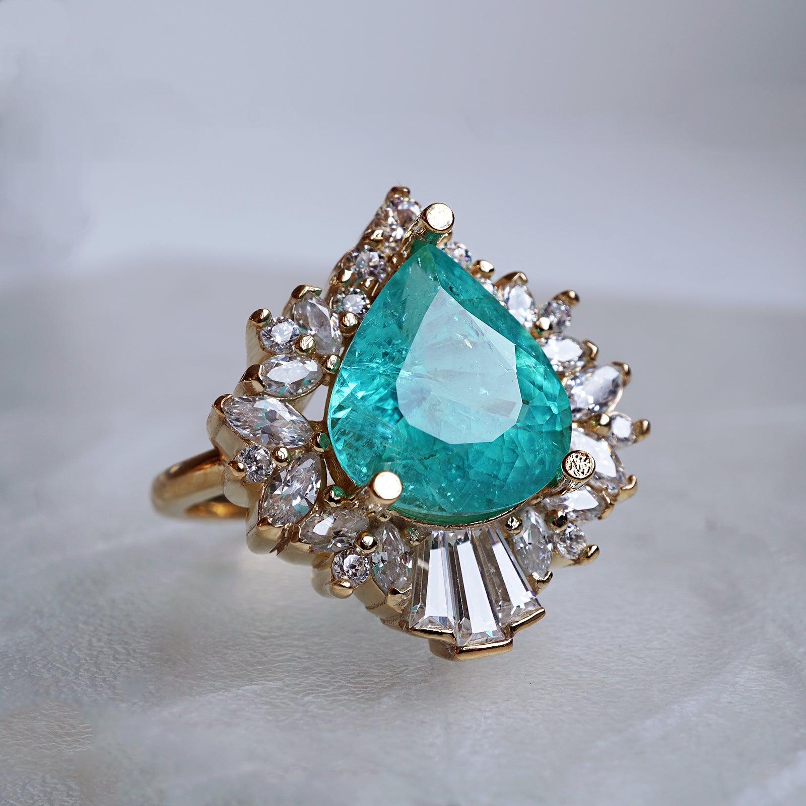 One Of A Kind: Hall Of Mirrors Tourmaline Paraiba Diamond Ring - Tippy Taste Jewelry