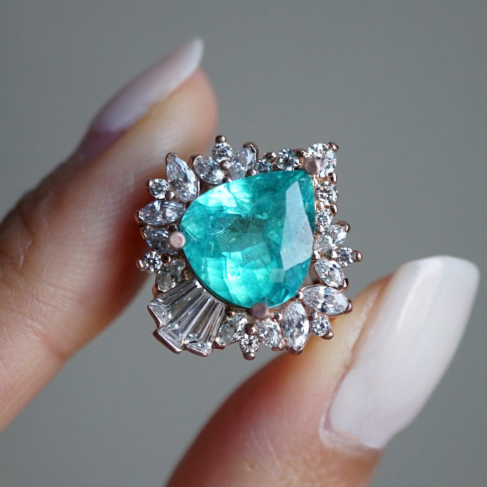 One Of A Kind: Hall Of Mirrors Tourmaline Paraiba Diamond Ring - Tippy Taste Jewelry