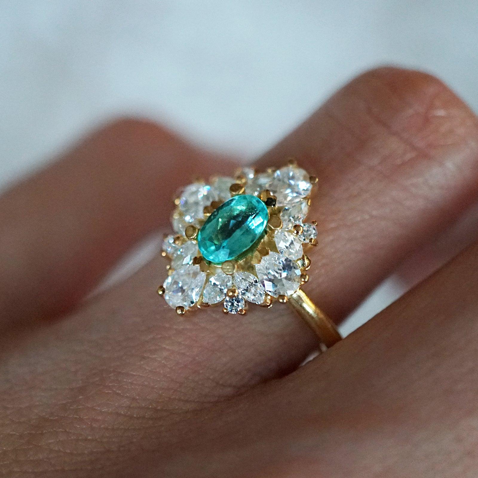 One Of A Kind: Duchess Paraiba Tourmaline Diamond Ring - Tippy Taste Jewelry