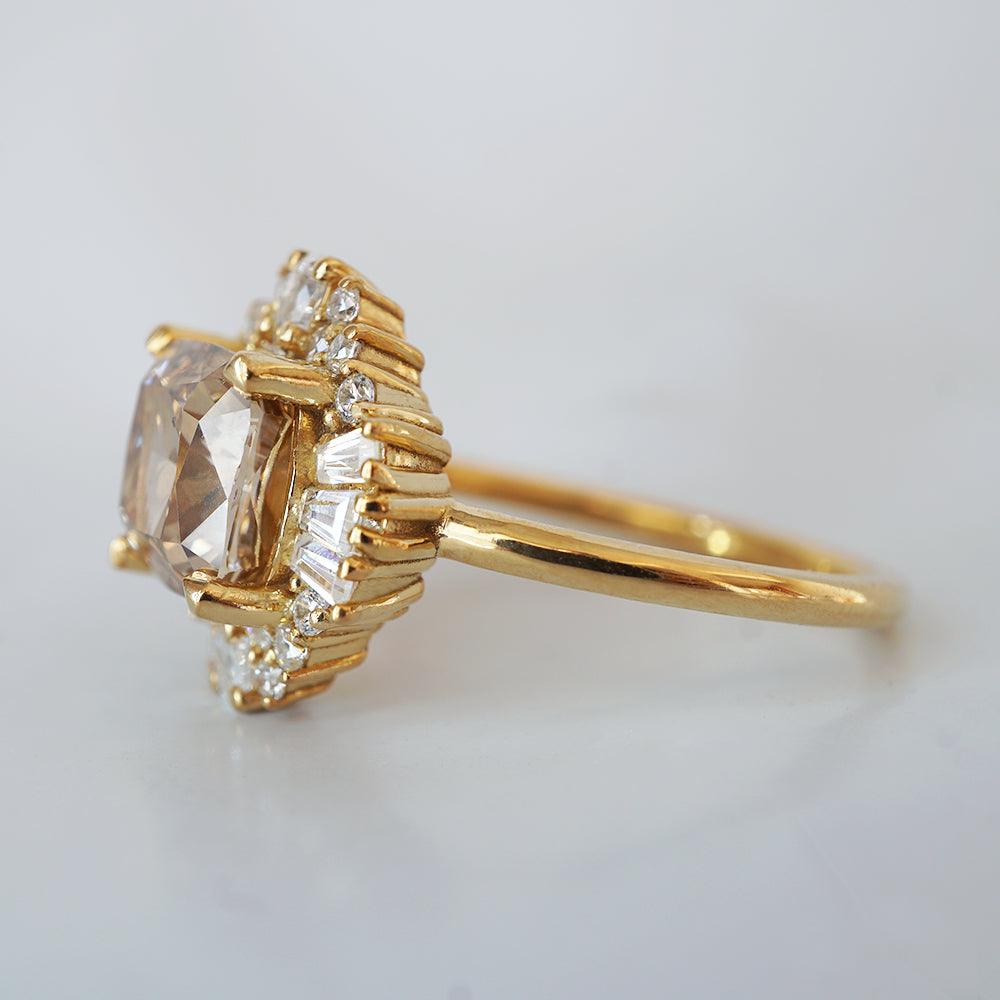 One Of A Kind: Champagne Diamond Ballerina Ring in 14K and 18K Gold, 2.03ct - Tippy Taste Jewelry