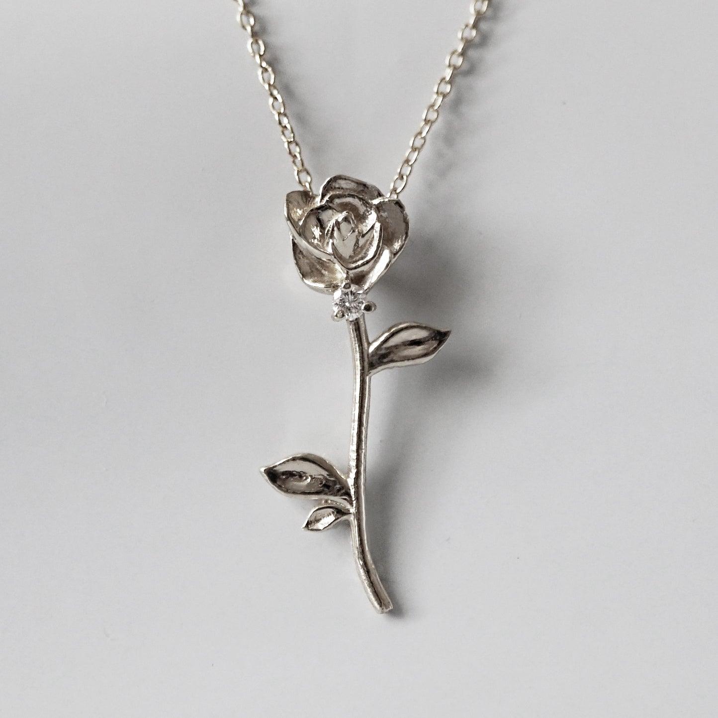 14K Rose Diamond Necklace - Tippy Taste Jewelry