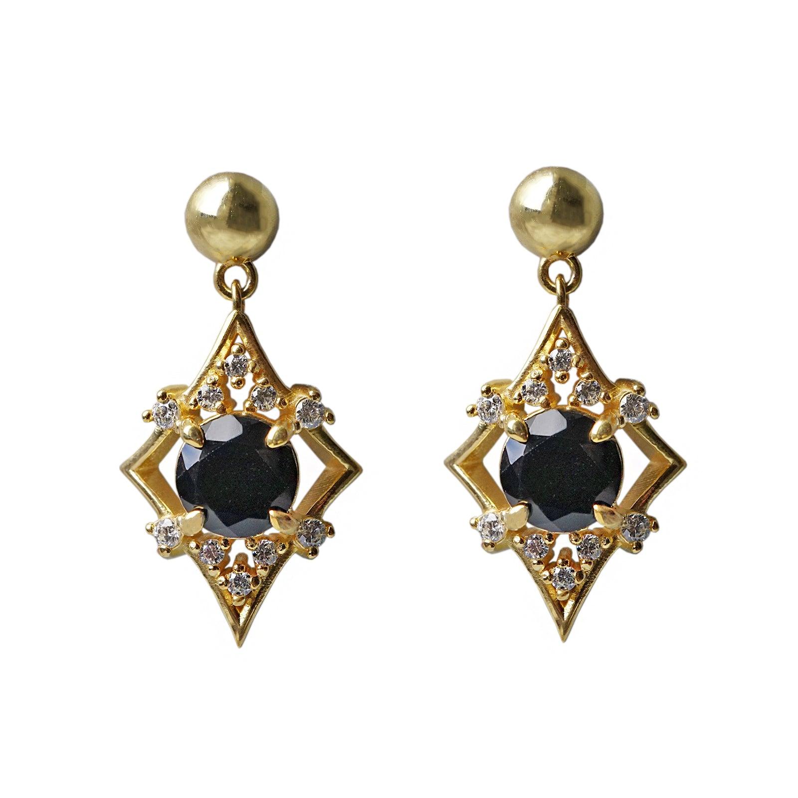 14K Lovers Shield Black Diamond Earrings - Tippy Taste Jewelry