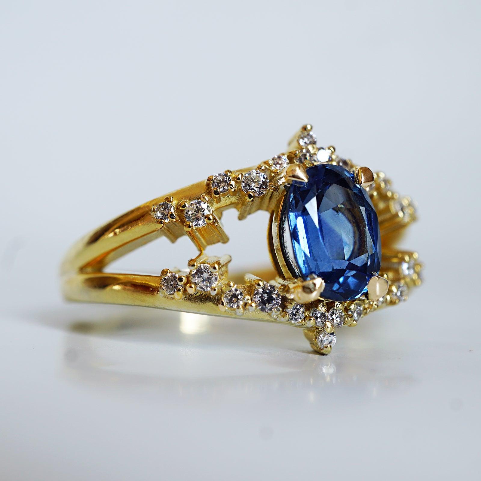 Celestial Blue Sapphire Diamond Ring in 14K and 18K Gold - Tippy Taste Jewelry