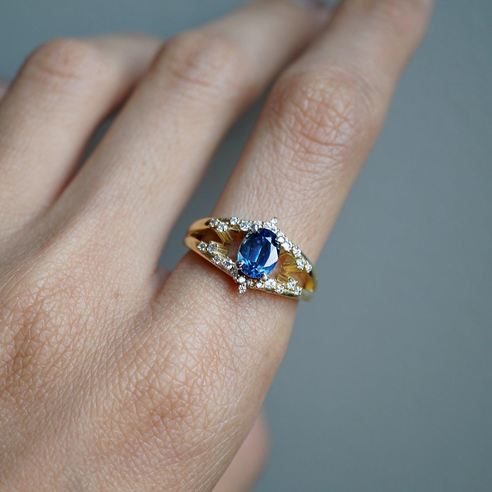 Celestial Blue Sapphire Diamond Ring in 14K and 18K Gold – Tippy