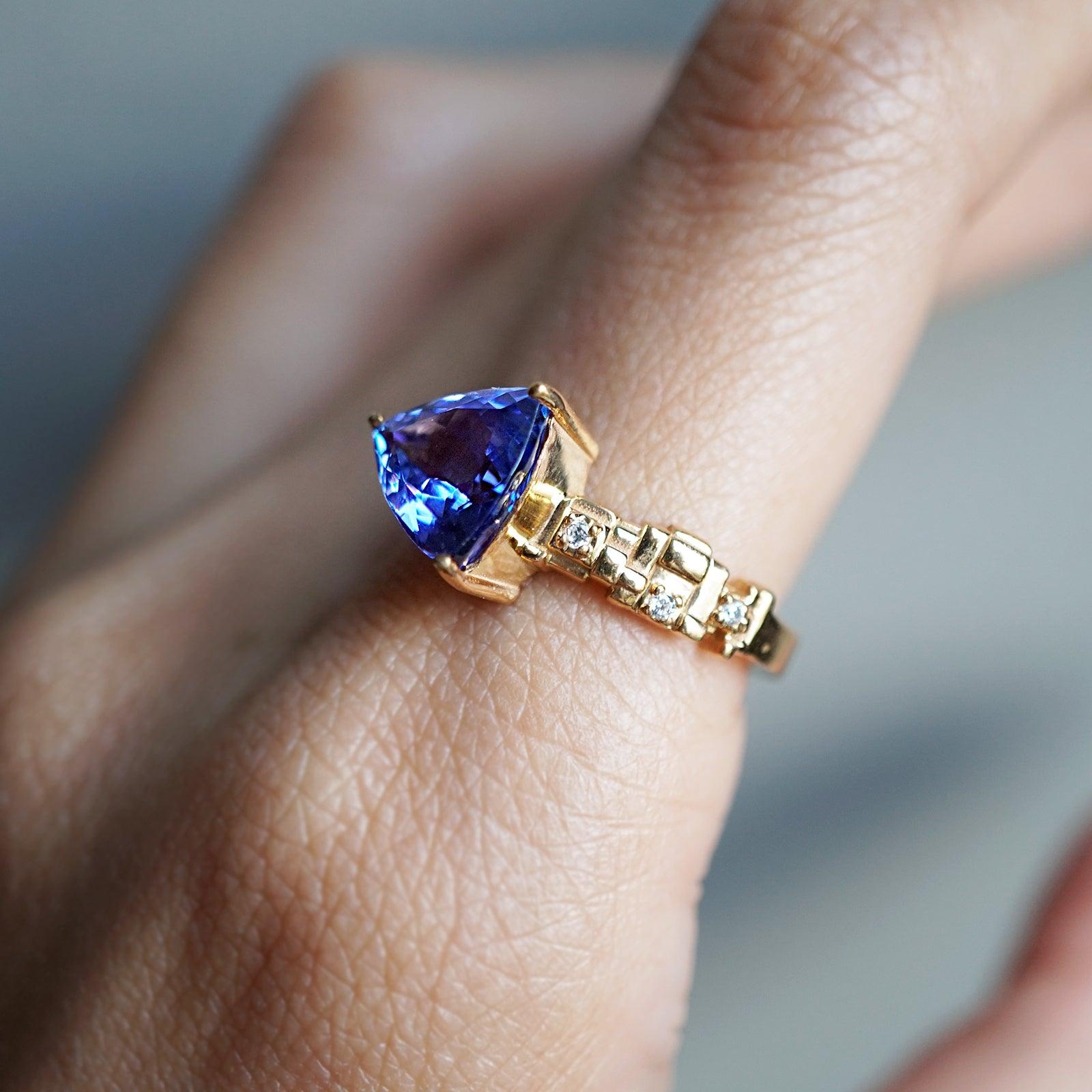 One Of A Kind: Tanzanite Trillion Fairy Steps Ring, 2.55ct - Tippy Taste Jewelry