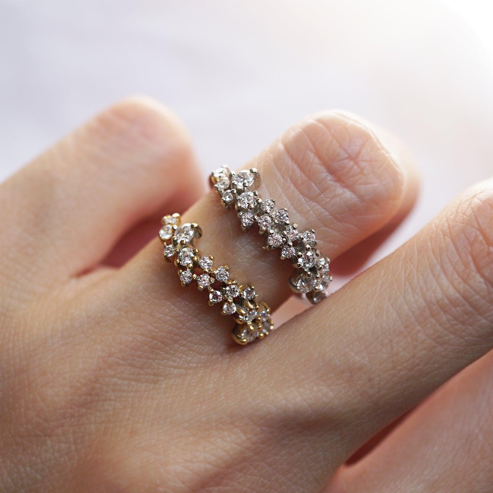 14K White Swan Cluster Ring - Tippy Taste Jewelry