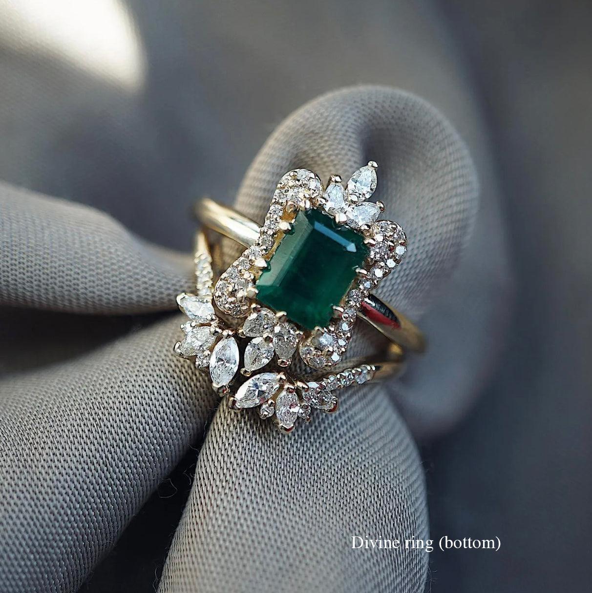 Eleanor Emerald Diamond Ring in 14K, 18K Gold and Platinum - Tippy Taste Jewelry