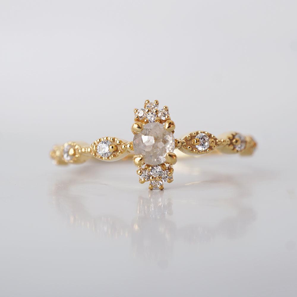 14K Ethereal Salt & Pepper Diamond Ring - Tippy Taste Jewelry