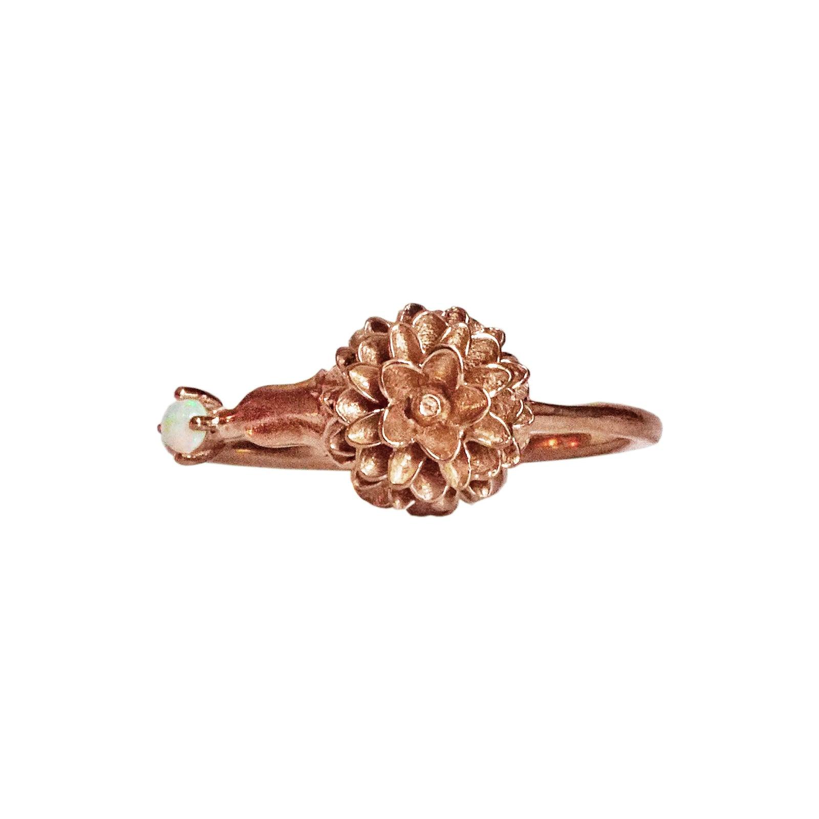 October birth flower ring in rose gold