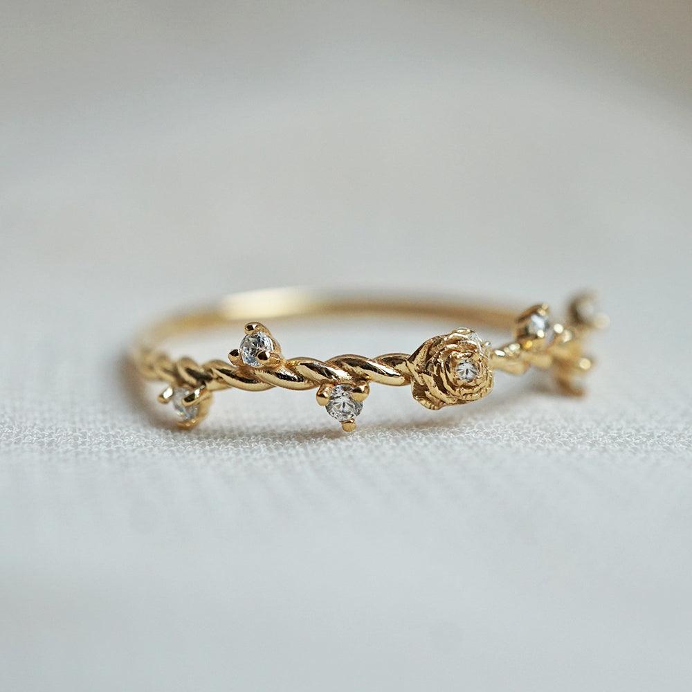 14K Mini Rose Twisted Ring - Tippy Taste Jewelry