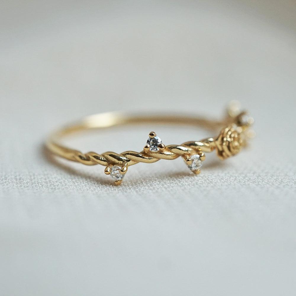 14K Mini Rose Twisted Ring - Tippy Taste Jewelry