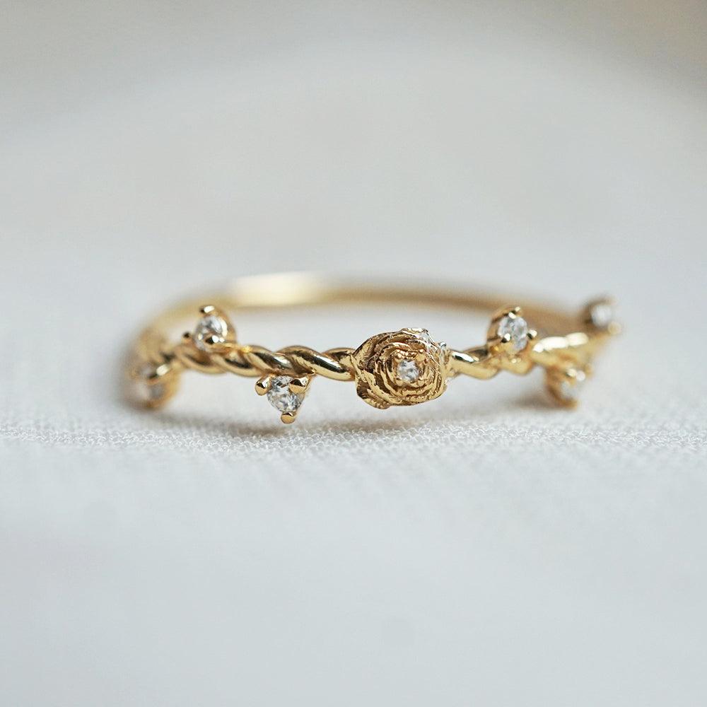 14K Mini Rose Twisted Ring - Tippy Taste Jewelry