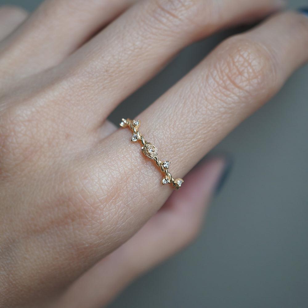 14K Mini Rose Twisted Ring - Tippy Taste Jewelry