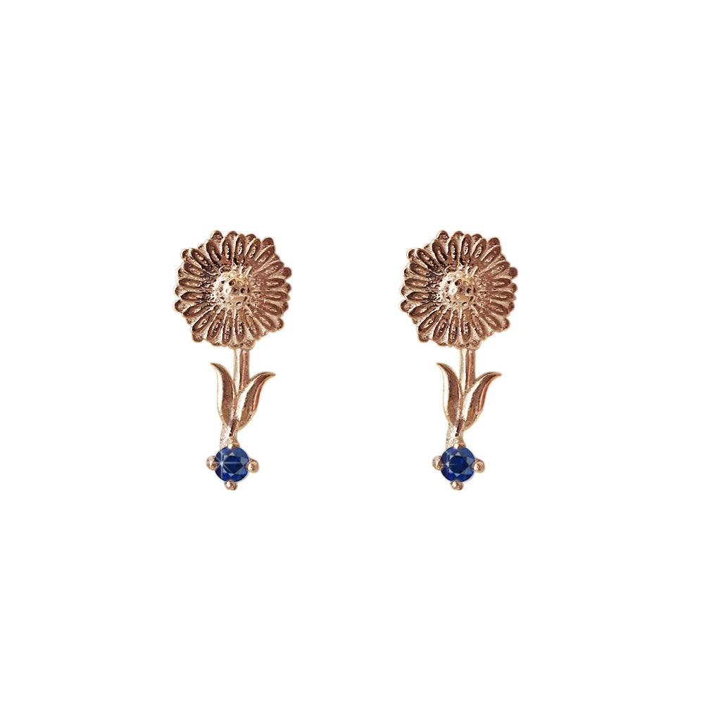 14K September Aster Flower Earrings - Tippy Taste Jewelry