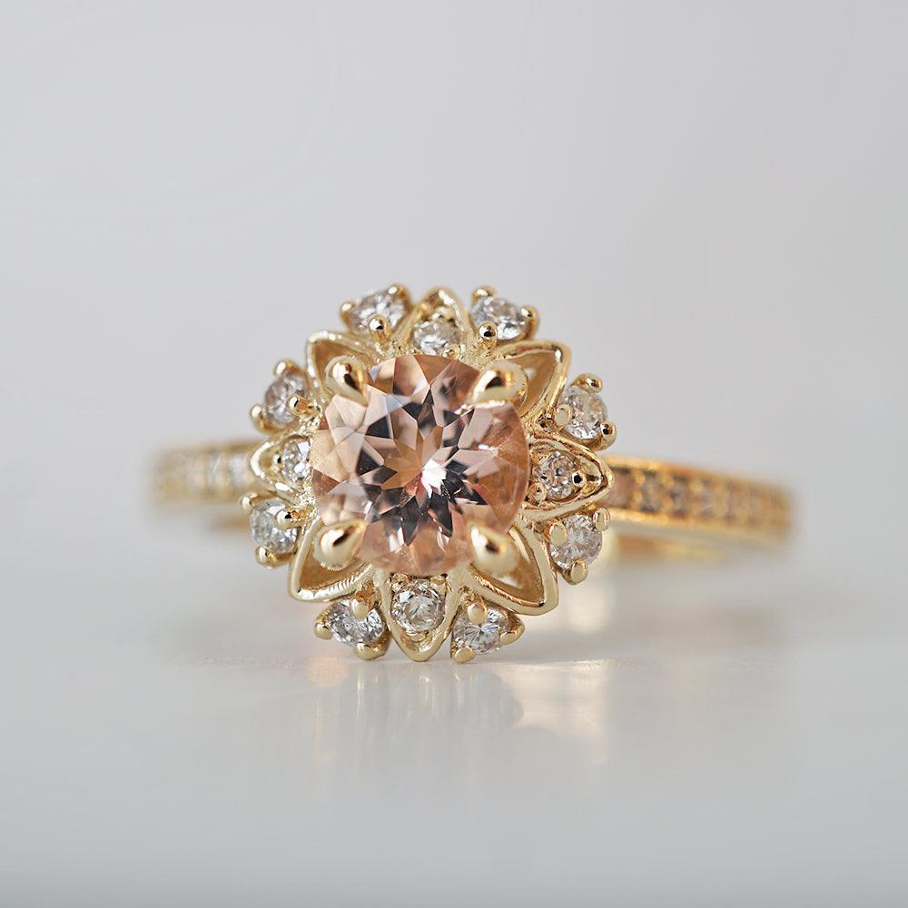 Alegra Morganite Diamond Ring in 14K and 18K Gold - Tippy Taste Jewelry