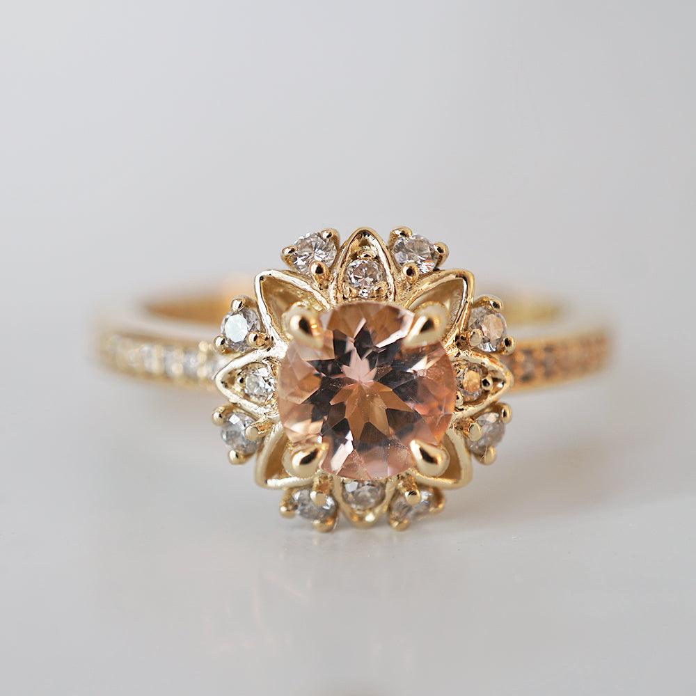 Alegra Morganite Diamond Ring in 14K and 18K Gold - Tippy Taste Jewelry