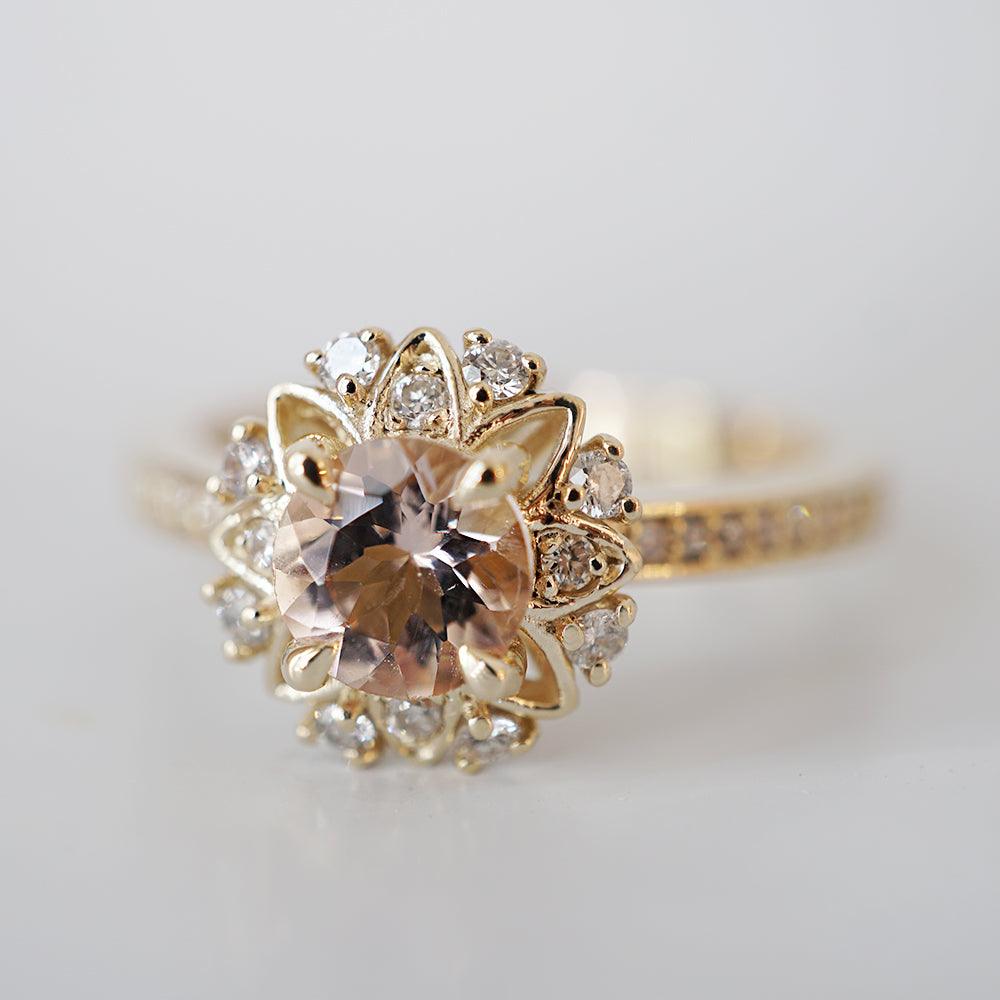 Alegra Morganite Diamond Ring in 14K and 18K Gold - Tippy Taste Jewelry