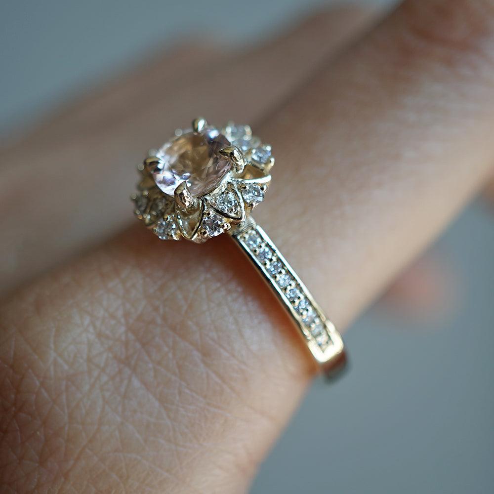 Alegra Morganite Diamond Ring in 14K and 18K Gold - Tippy Taste Jewelry