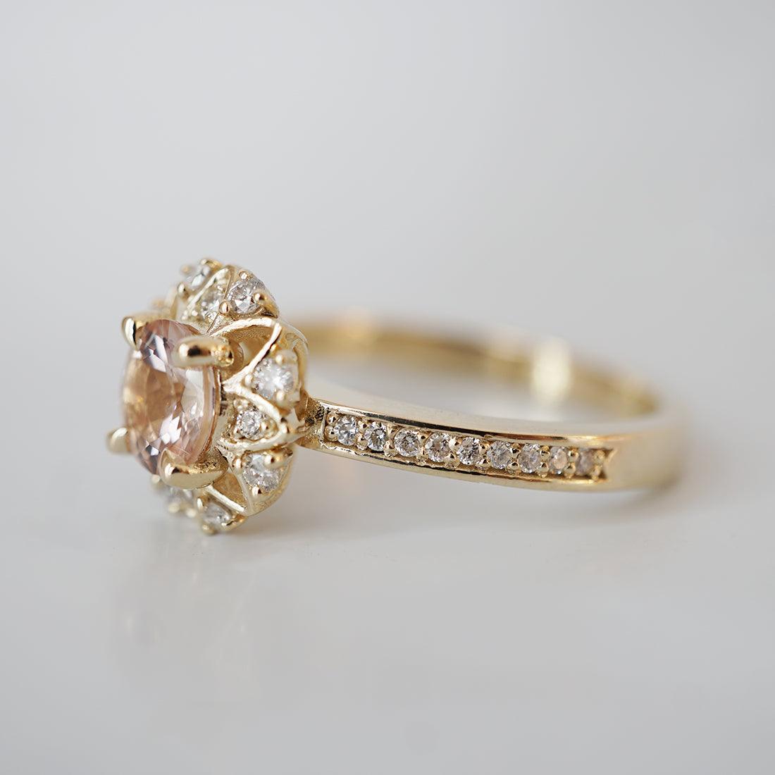 Alegra Morganite Diamond Ring in 14K and 18K Gold - Tippy Taste Jewelry