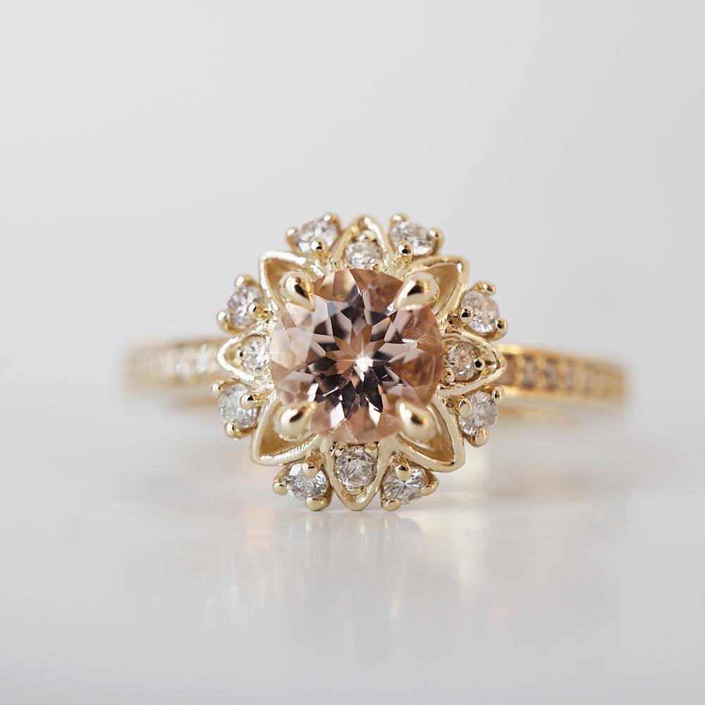 Alegra Morganite Diamond Ring in 14K and 18K Gold - Tippy Taste Jewelry