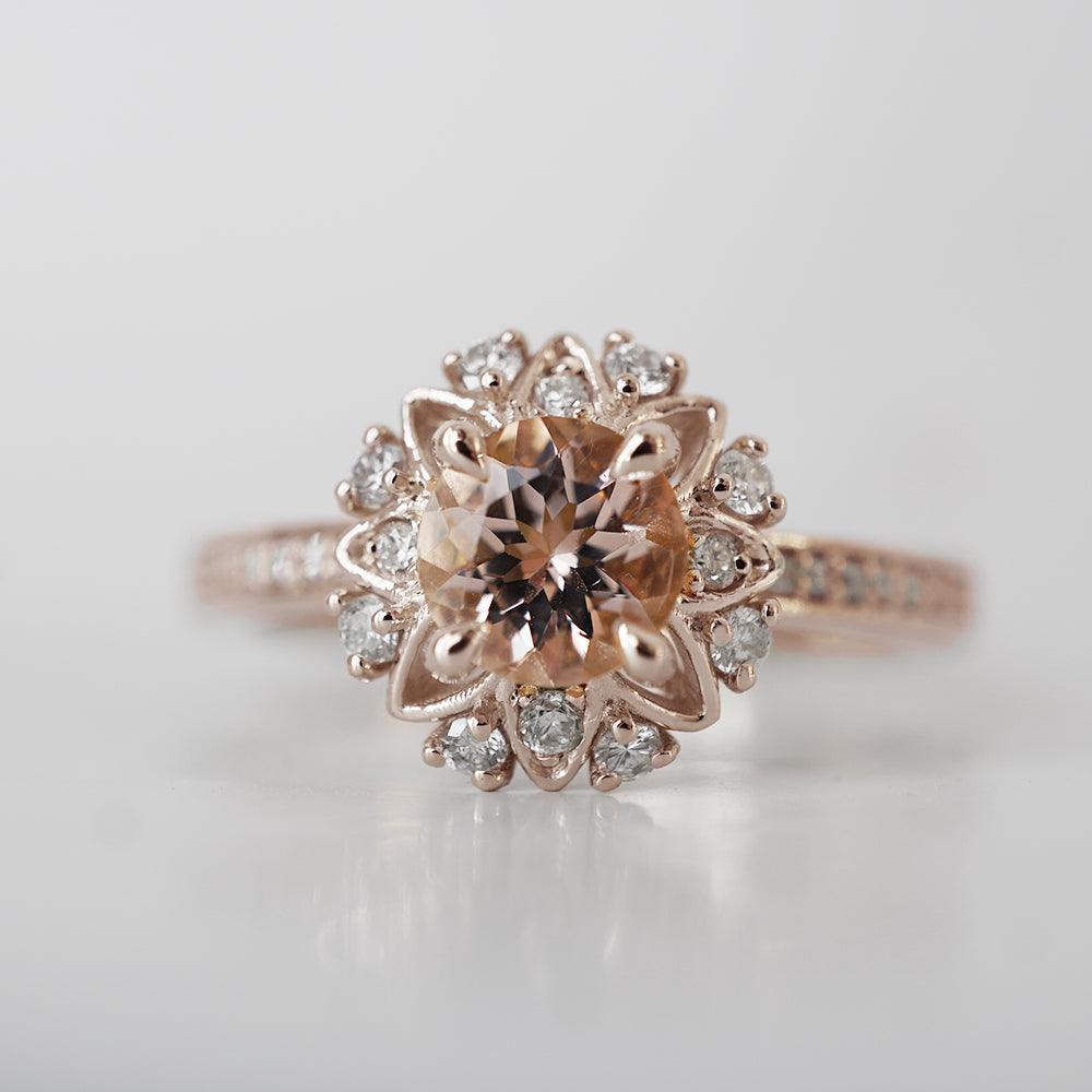 Alegra Morganite Diamond Ring in 14K and 18K Gold - Tippy Taste Jewelry