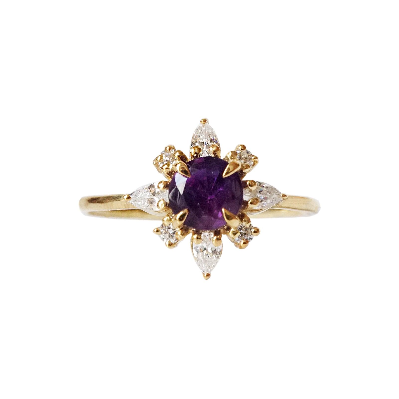 Amethyst Passion Flower Ring - Tippy Taste Jewelry