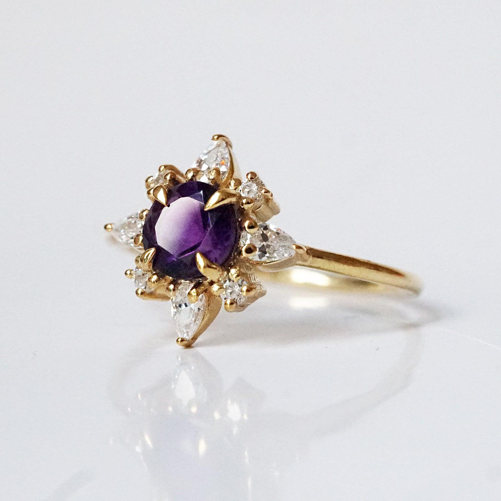 Amethyst Passion Flower Ring - Tippy Taste Jewelry