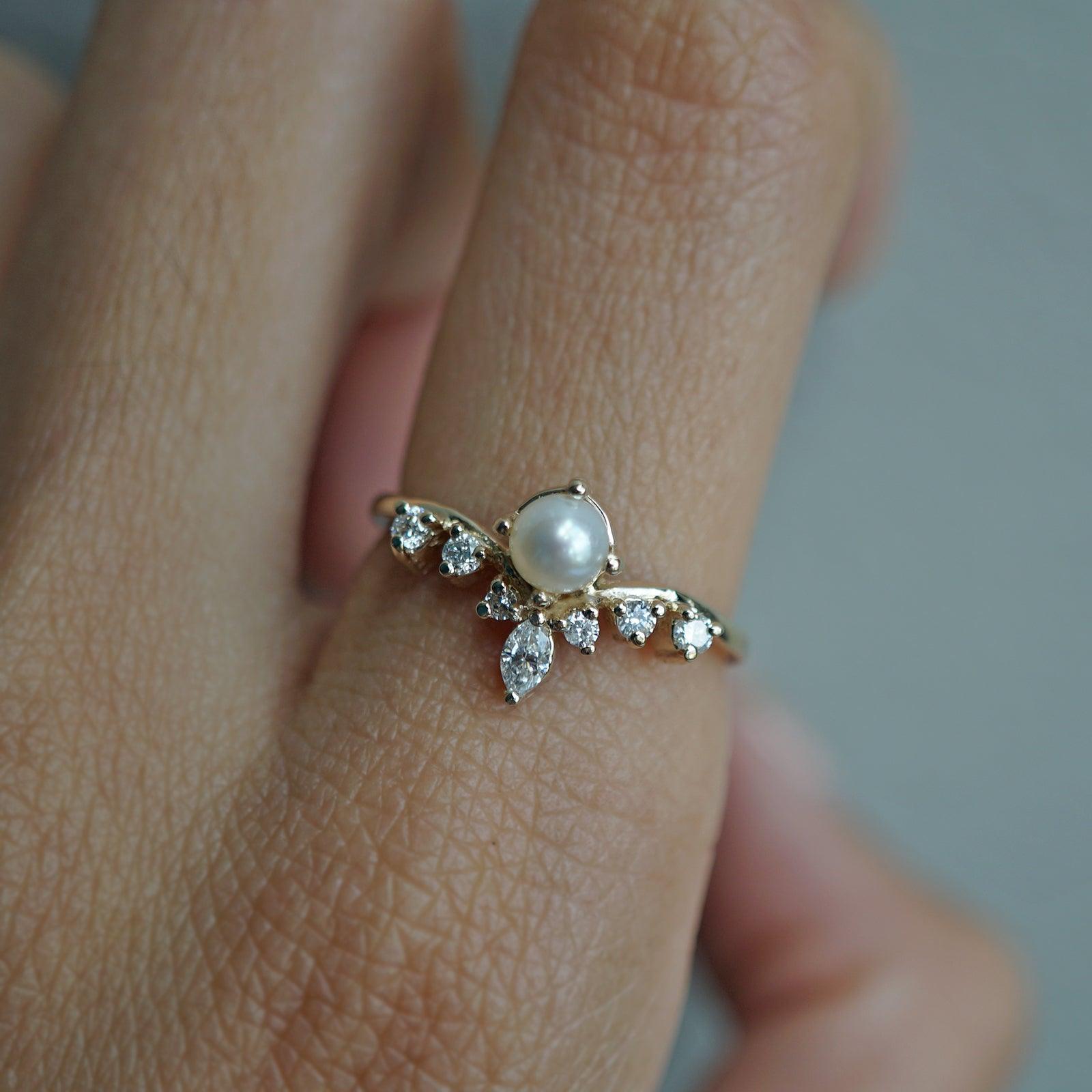 14K Pearl Angel Ring - Tippy Taste Jewelry