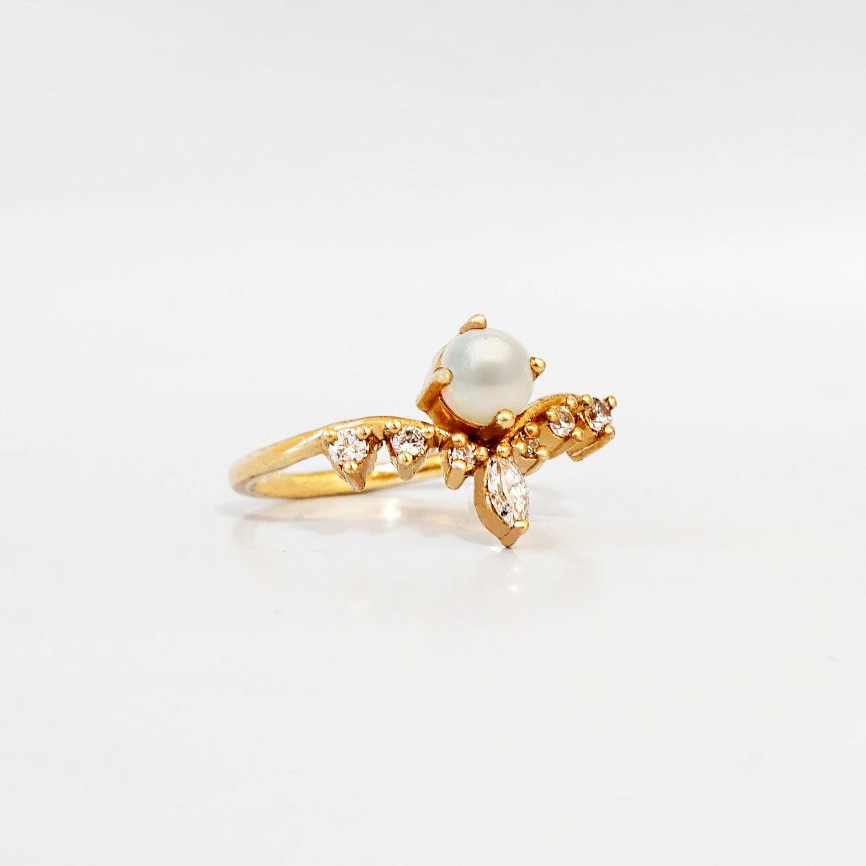 14K Pearl Angel Ring - Tippy Taste Jewelry