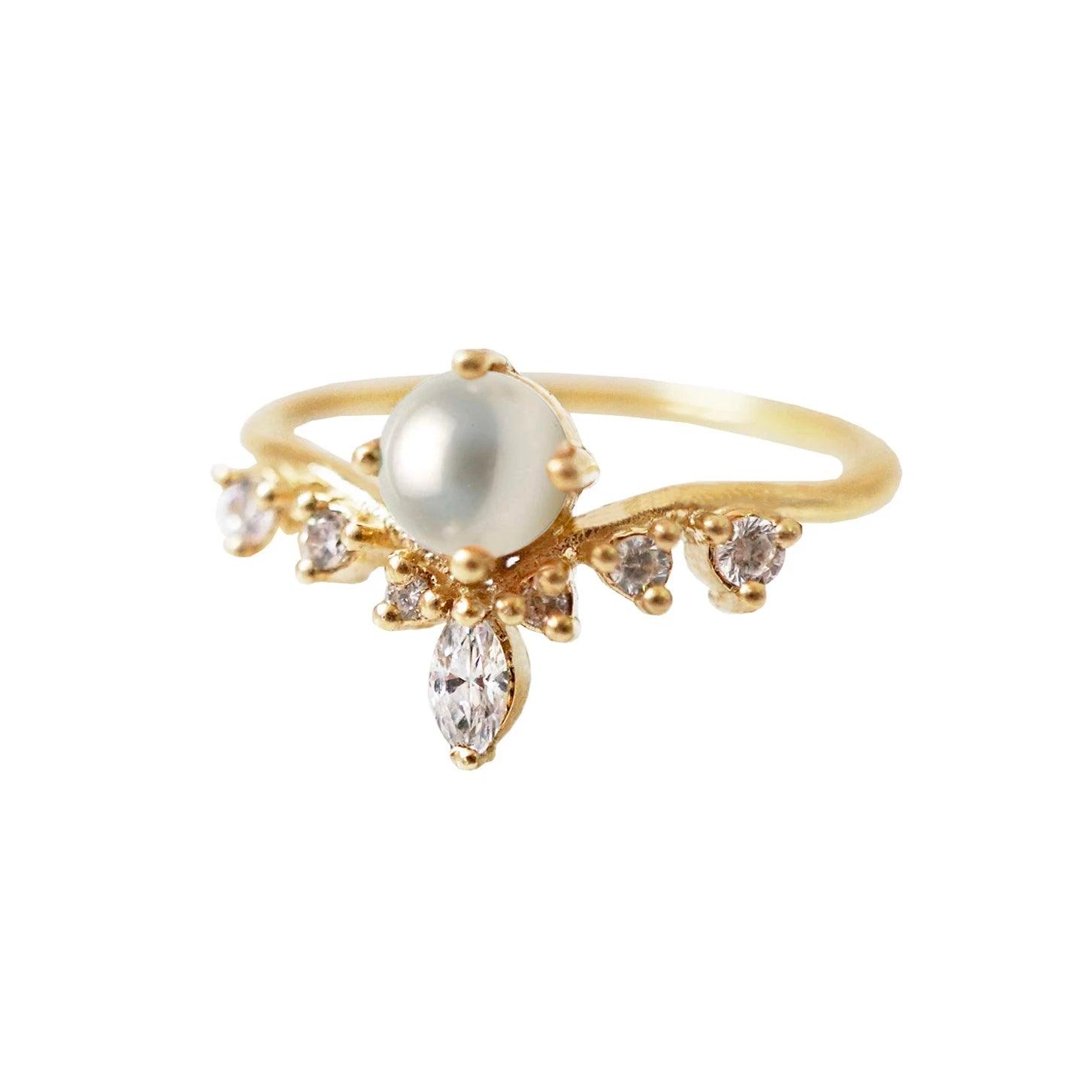 14K Pearl Angel Ring - Tippy Taste Jewelry