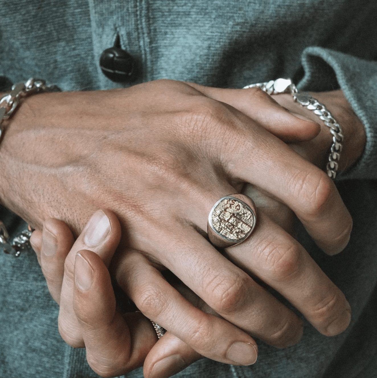 Mixed Metal Anubis Signet Ring in Sterling Silver and 14K Gold - Tippy Taste Jewelry