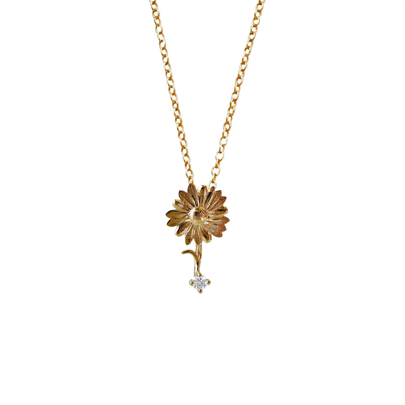 14K April Daisy Birth Flower Necklace - Tippy Taste Jewelry